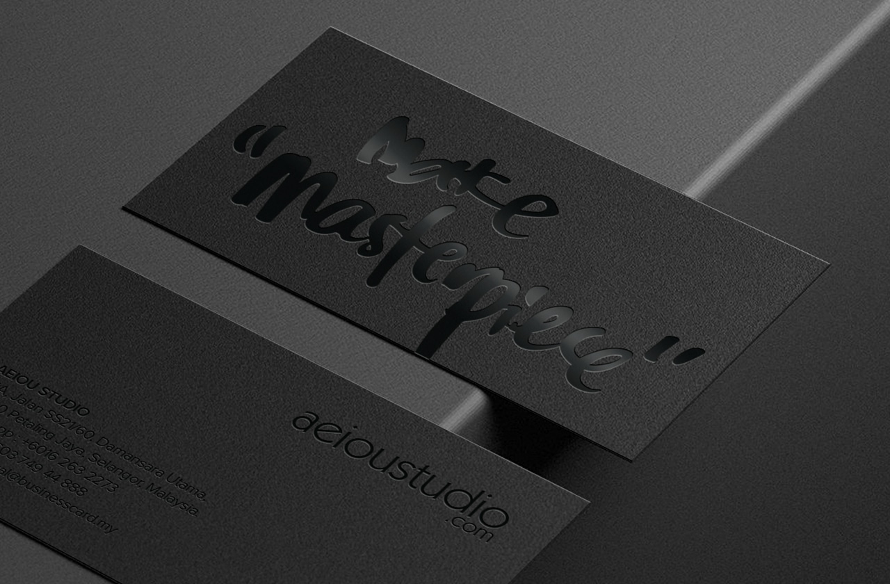Black Business Cards - transparent foil stamping