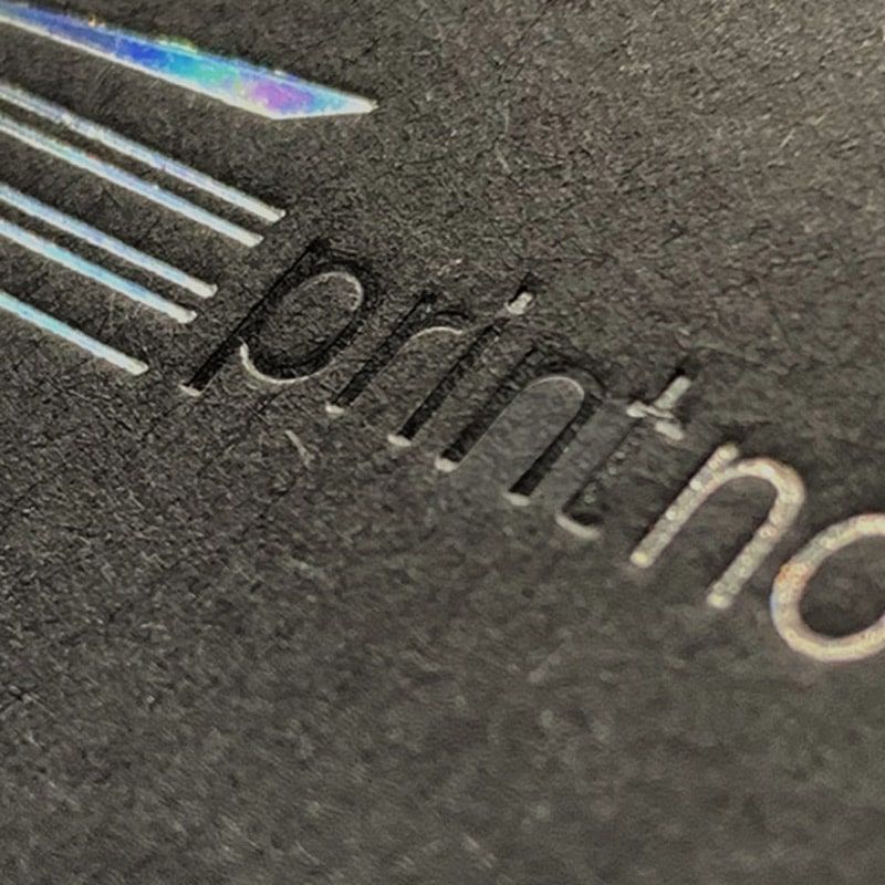 Classic Black Business Card - Transparent Foil + Hologram Silver Foil Stamping