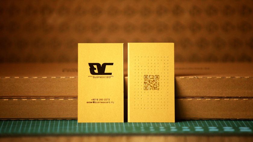 Black and Gold foil stamping on Golden Auspicious Business Card