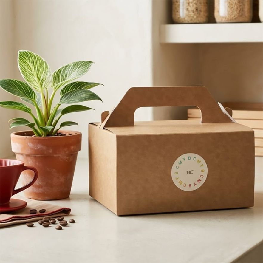 round label sticker on paper box 1 515b6dde