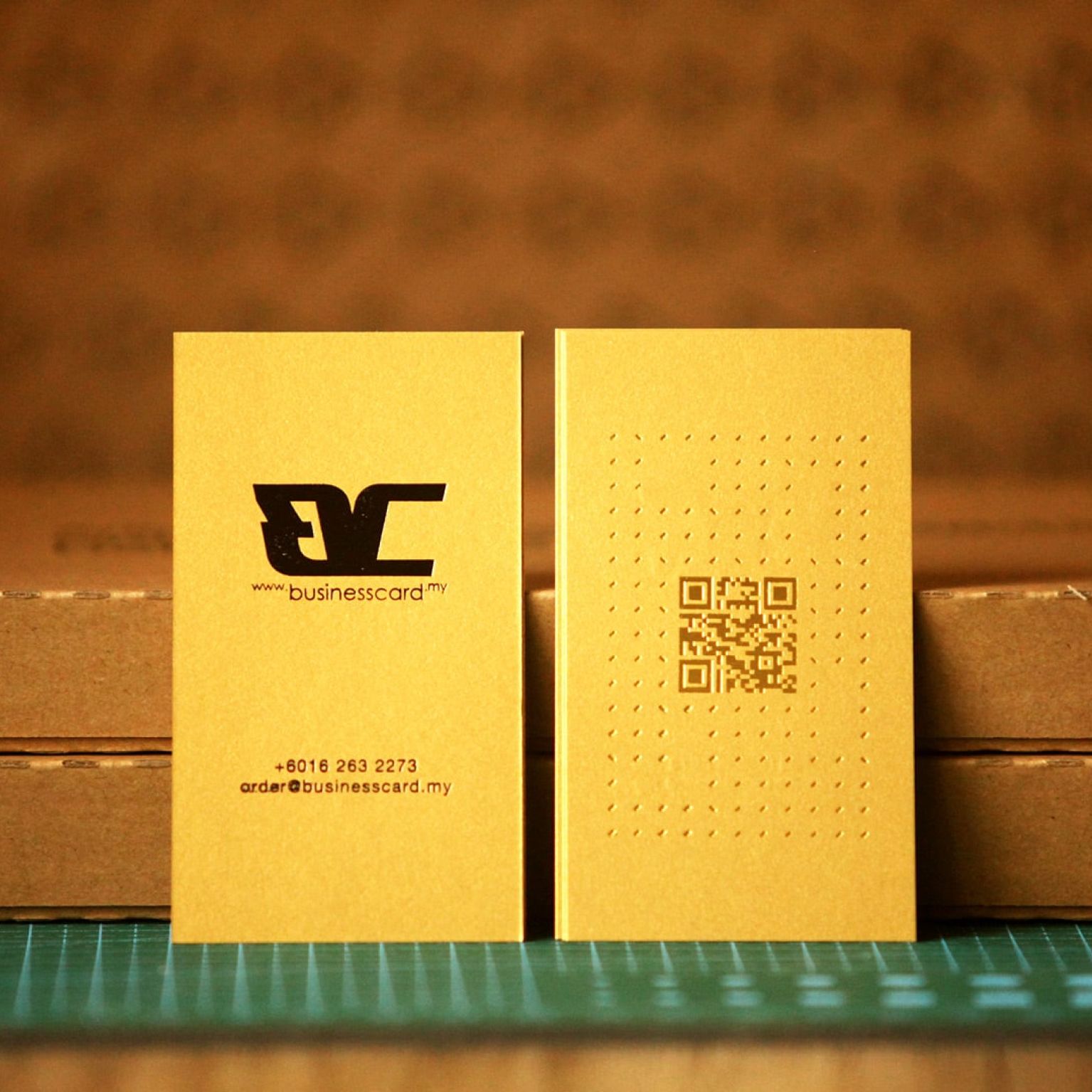 Black and Gold foil stamping on Golden Auspicious Business Card