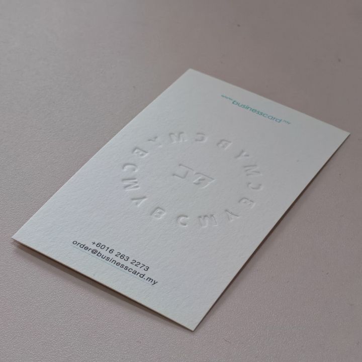 Emboss Business Cards - deboss effect at reverse side